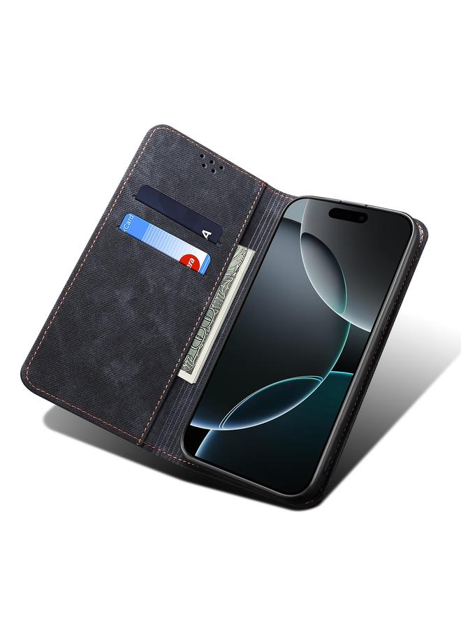 S-TOP Case For iPhone 16e Denim Texture Casual Style Horizontal Flip Leather Case - Image 5