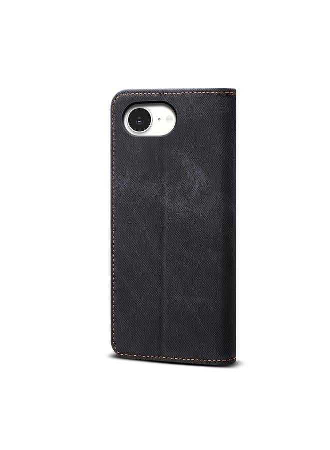 S-TOP Case For iPhone 16e Denim Texture Casual Style Horizontal Flip Leather Case - Image 3