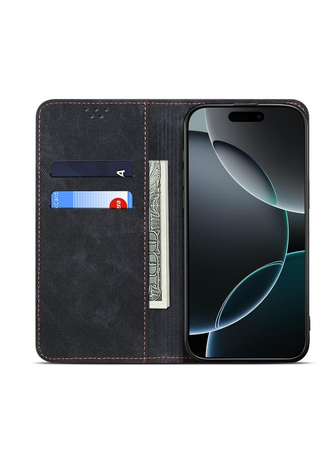 S-TOP Case For iPhone 16e Denim Texture Casual Style Horizontal Flip Leather Case - Image 4
