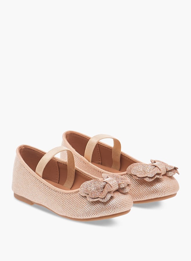 Flora Bella By Shoexpress Girls Bow Accent Ballerina Shoes with Elastic Strap Detail  - Image 1