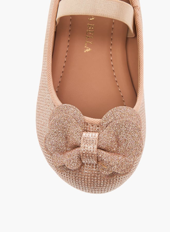 Flora Bella By Shoexpress Girls Bow Accent Ballerina Shoes with Elastic Strap Detail  - Image 4