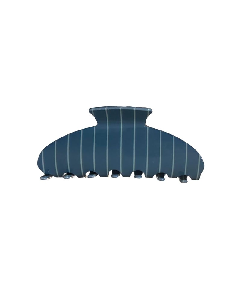 Almere Hair Claw Clip, Striped and Camo Pattern, Women's Hair Accessories for Thick or Thin Hair, 4 inch No-Slip (Blue Thin Stripe) - Image 1