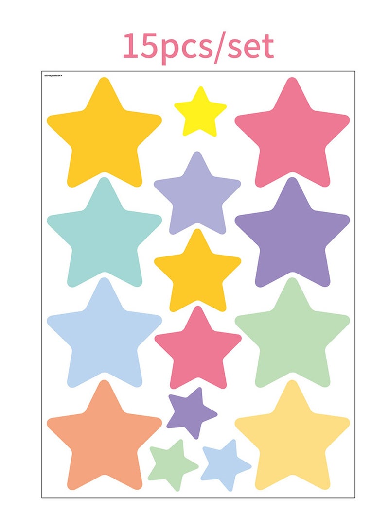 نوفولان ملصقات حائط ملونة من NOVOLAN على شكل قلب ونقطة، 10 أوراق، ملصقات حائط ملونة على شكل نقطة حب ذاتية اللصق لتزيين غرفة نوم الأطفال في رياض الأطفال، ملصقات حائط، أشكال تعليمية (نجمة) - Image 3