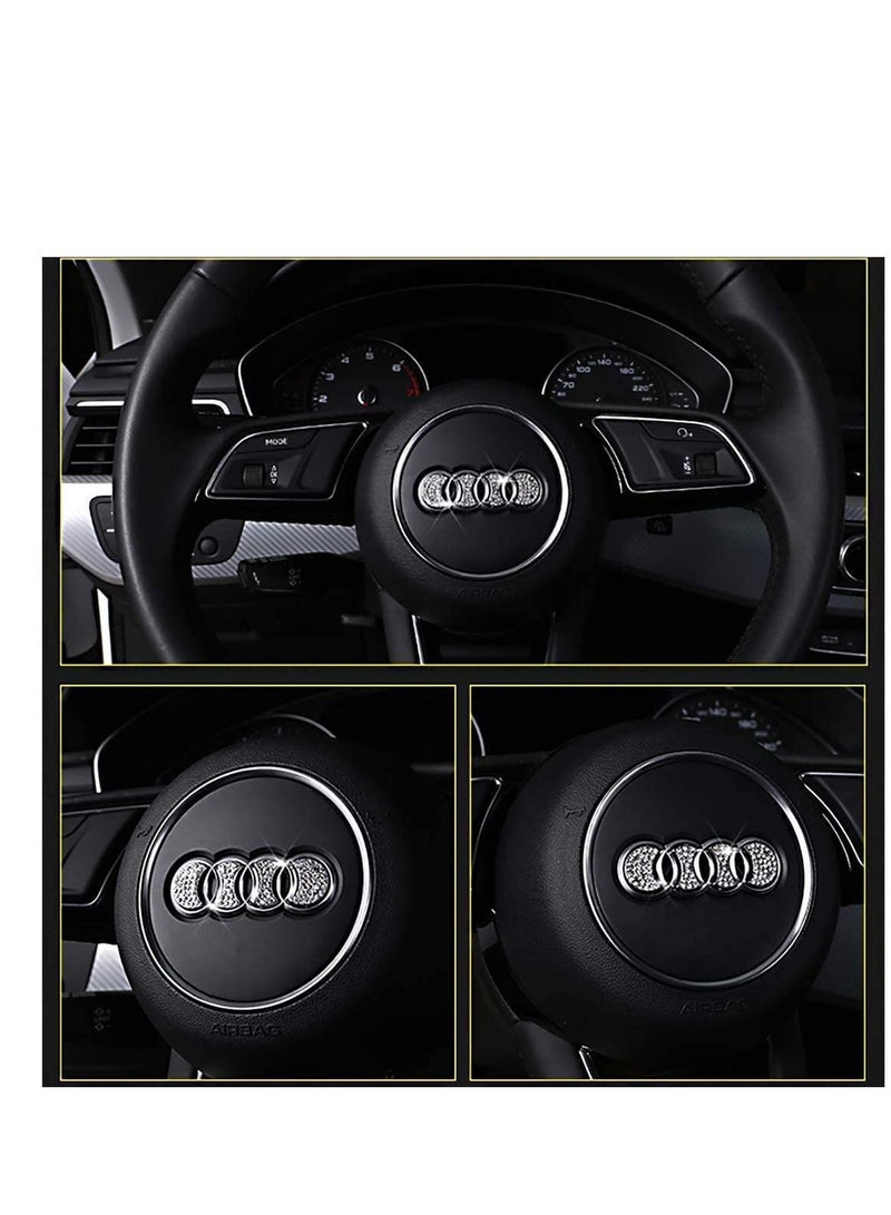 SYOSI Bling Bling Car Steering Wheel Emblem Decorative Diamond Accessories Sticker Compatible for Audi, DIY Bling Car Steering Wheel Emblem Bling Accessories - Image 3