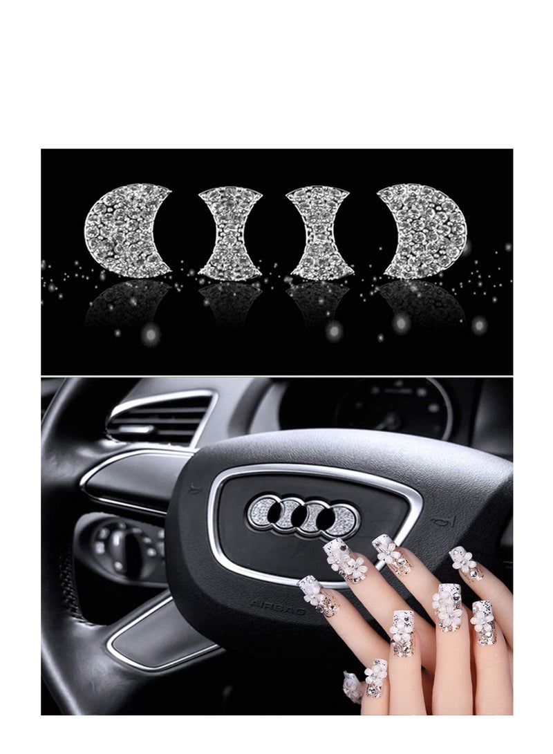 SYOSI Bling Bling Car Steering Wheel Emblem Decorative Diamond Accessories Sticker Compatible for Audi, DIY Bling Car Steering Wheel Emblem Bling Accessories - Image 4