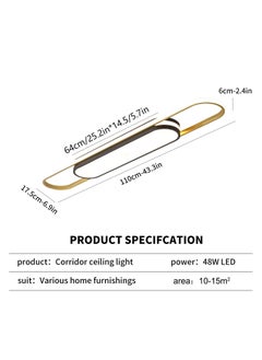 Ganeed Linear Ceiling Light Modern LED Ceiling Lamp Dimmable Acrylic Ceiling Lighting Fixture with Remote Control for Kitchen Dining Room Cloakroom Hallway(48W/110cm L)  - Image 3