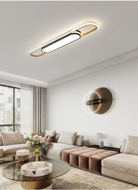 Linear Ceiling Light Modern LED Ceiling Lamp Dimmable Acrylic Ceiling Lighting Fixture with Remote Control for Kitchen Dining Room Cloakroom Hallway(48W/110cm L)