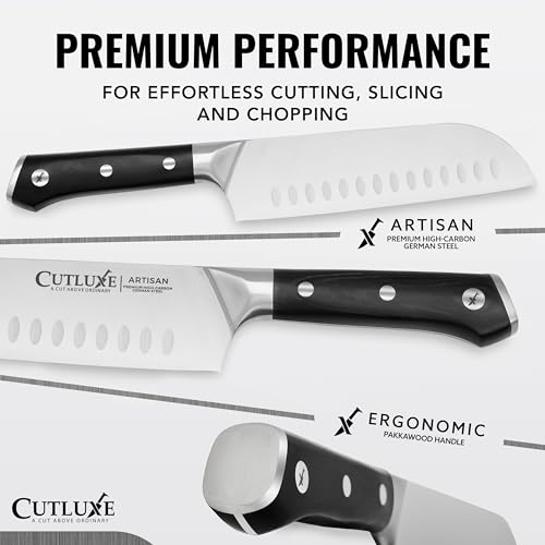 Cutluxe طقم سكاكين شيف كاتلوكس، 3 قطع - طقم سكاكين شيف احترافي - فولاذ ألماني حاد للغاية، تصميم كامل، مقابض مريحة - سلسلة الحرفيين - Image 3