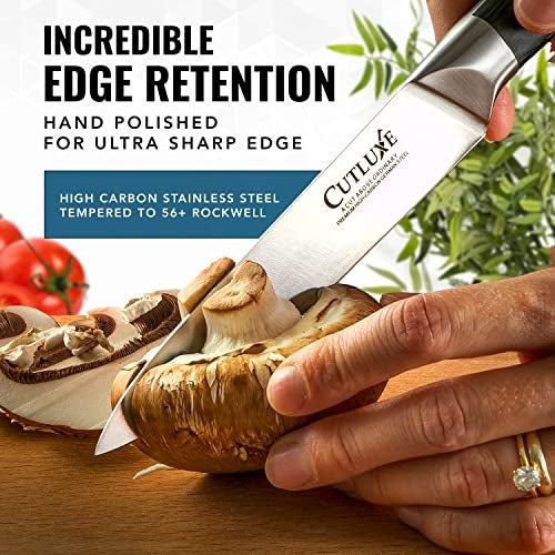 Cutluxe طقم سكاكين شيف كاتلوكس، 3 قطع - طقم سكاكين شيف احترافي - فولاذ ألماني حاد للغاية، تصميم كامل، مقابض مريحة - سلسلة الحرفيين - Image 5