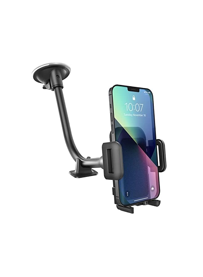 GVTECH Car Phone Holder, Universal Windscreen Car Mount Grip Flexible Long Arm Windshield Car Cradle with Extra Dashboard Base for iPhone 14 13 12 11 Pro Max Xs X 8 7, Galaxy S20/S10 Note LG - Image 2