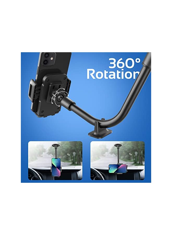 GVTECH Car Phone Holder, Universal Windscreen Car Mount Grip Flexible Long Arm Windshield Car Cradle with Extra Dashboard Base for iPhone 14 13 12 11 Pro Max Xs X 8 7, Galaxy S20/S10 Note LG - Image 3