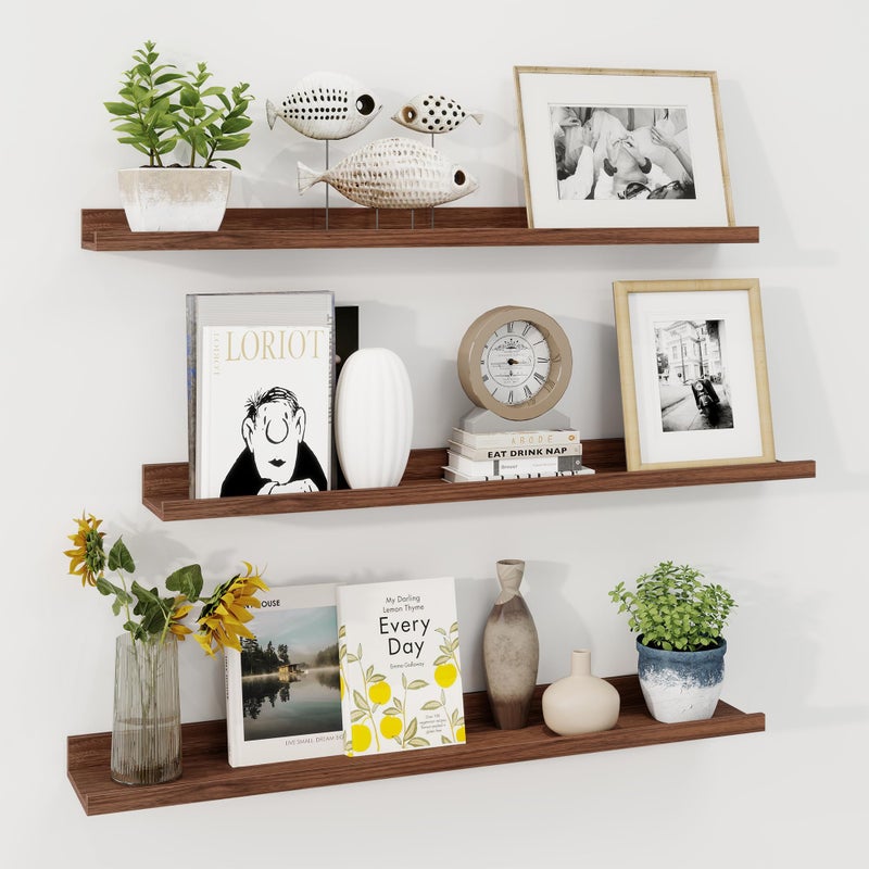 Axeman Floating Shelves for Wall 36 Inch  Picture Ledge Shelf Set of 3  Rustic Picture Shelf for Wall with Ledge  Floating Shelves with Lip  Photo Ledge Nursery Bookshelf
