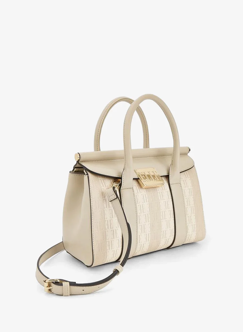ايل Monogram Print Tote Bag with Detachable Strap