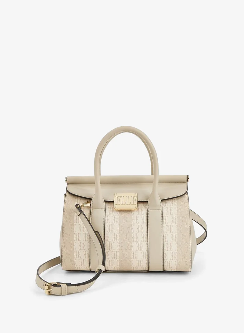 ايل Monogram Print Tote Bag with Detachable Strap