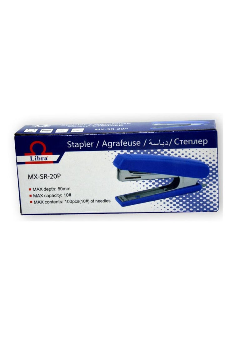 Libra Stapler No. 10 Plastic Staplers with 12 sheets Function – (Black & Blue) - Image 1