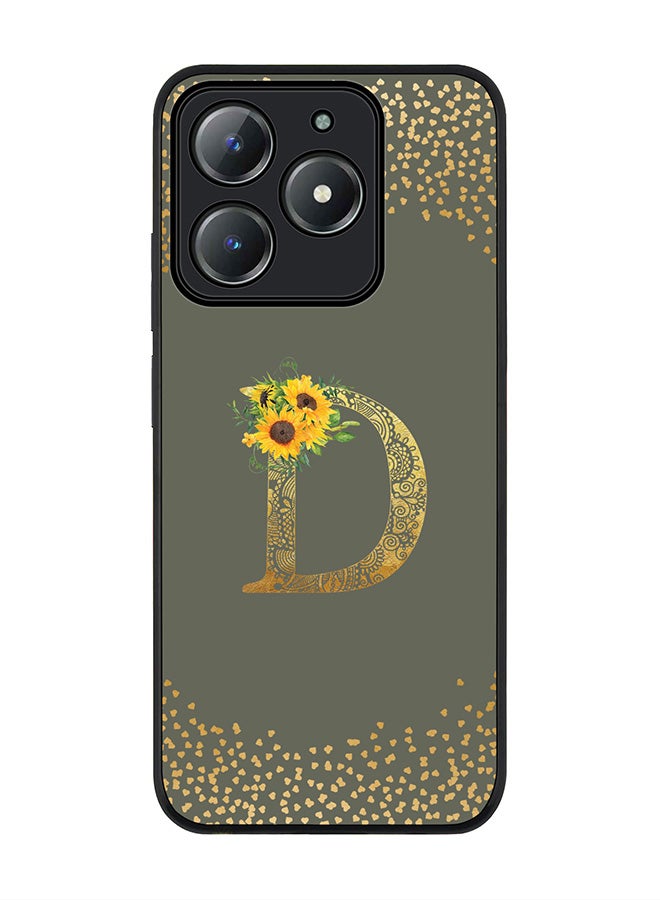 Stylizedd For Realme C63 / Realme C61 4G Case,Slim fit Camera Protection, Shockproof Thin Phone cover  - Custom Floral Monogram - D  (Olive Green ) - Image 1