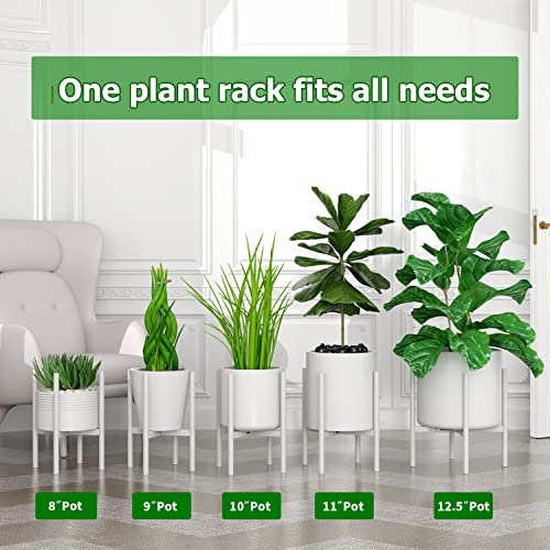EKNITEY Adjustable Plant Pot Stand: Indoor Outdoor Modern Flower Holder Metal Plant Rack Organizer Planter Stand for Garden Patio Corner Bathroom Living Room Balcony Home Office (White) - Image 3