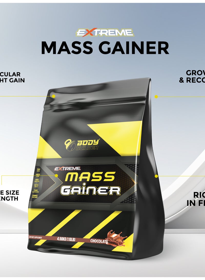 Body Builder - Body Builder Extreme Mass Gainer Weight Gainer 10 Lbs Chocolate Flavor - Image 1