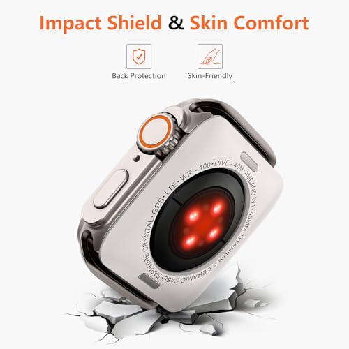 amBand 3 in 1 Metal Case Compatible with Apple Watch Series 9/8/7 45mm, W1 Rugged Bumper Protector [Turning into Ultra 3/2/1 Upgrade] with Watch Crown + Back Cover, Natural Titanium - Image 4