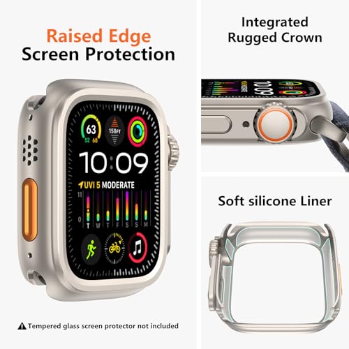 amBand 3 in 1 Metal Case Compatible with Apple Watch Series 9/8/7 45mm, W1 Rugged Bumper Protector [Turning into Ultra 3/2/1 Upgrade] with Watch Crown + Back Cover, Natural Titanium - Image 3