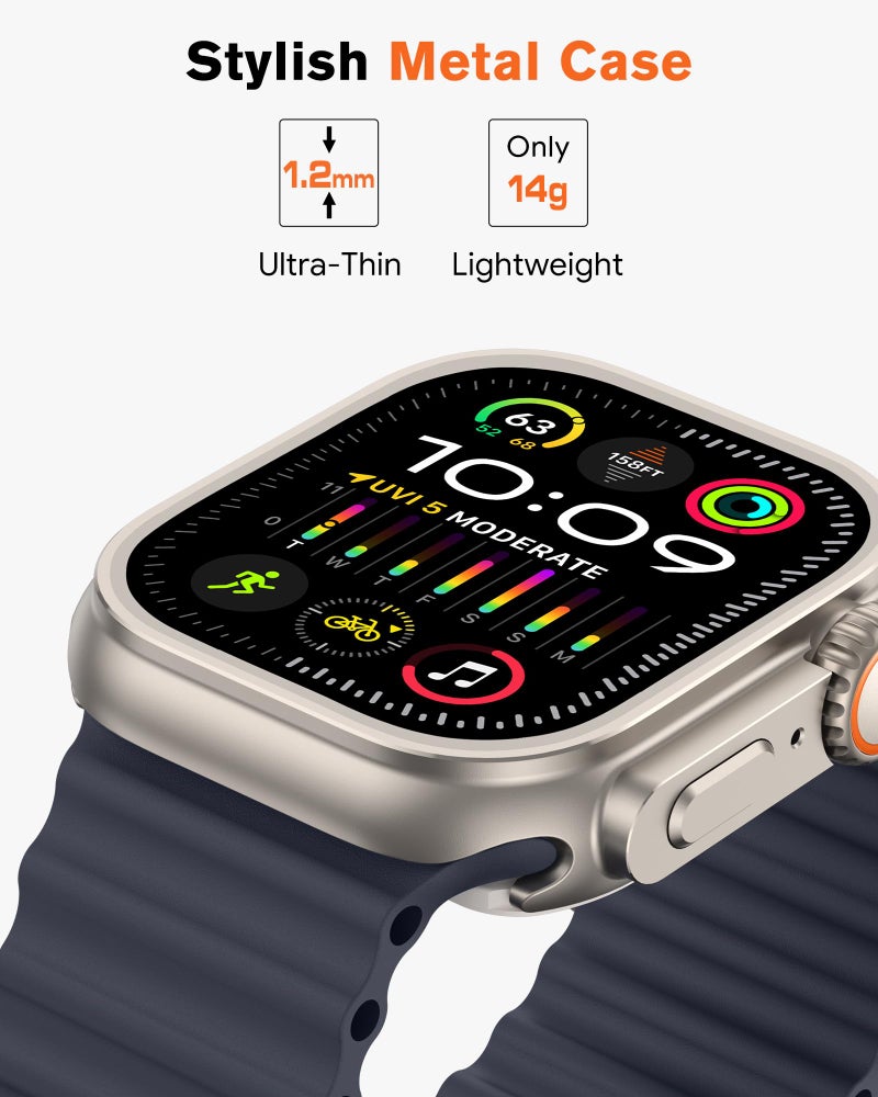 amBand 3 in 1 Metal Case Compatible with Apple Watch Series 9/8/7 45mm, W1 Rugged Bumper Protector [Turning into Ultra 3/2/1 Upgrade] with Watch Crown + Back Cover, Natural Titanium - Image 2