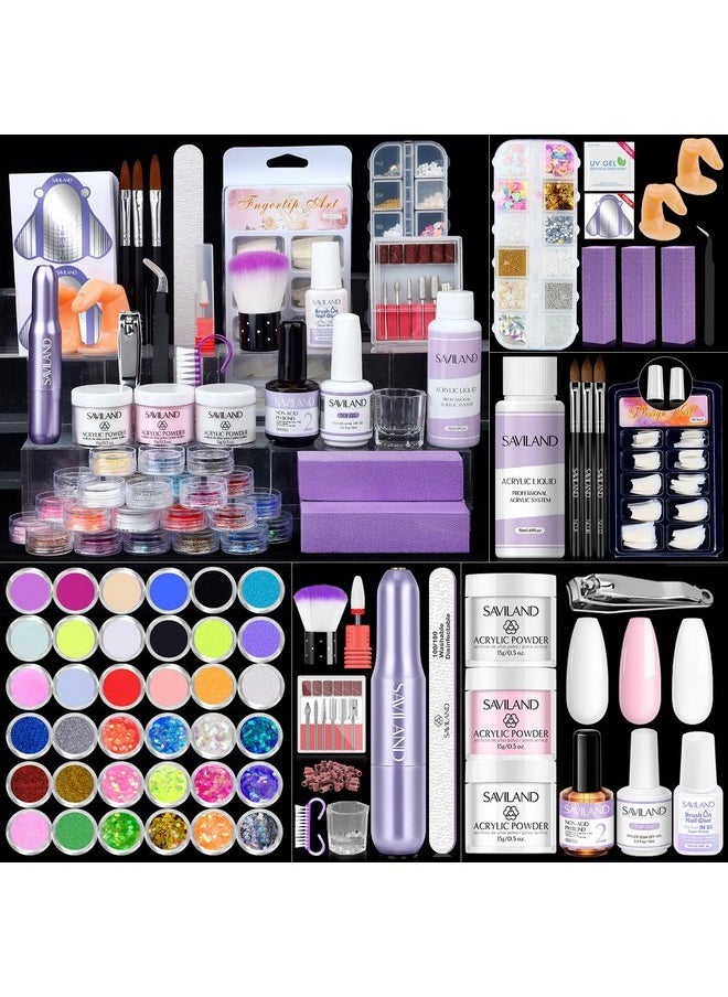 Saviland Acrylic Nail Kit With Everything: Acrylic Kit With Nail Drill Nail Kit Acrylic Set For Beginners Starter Acrylic Nail Set Full Acrylic Nail Supplies For Nail Extensions  - Image 1