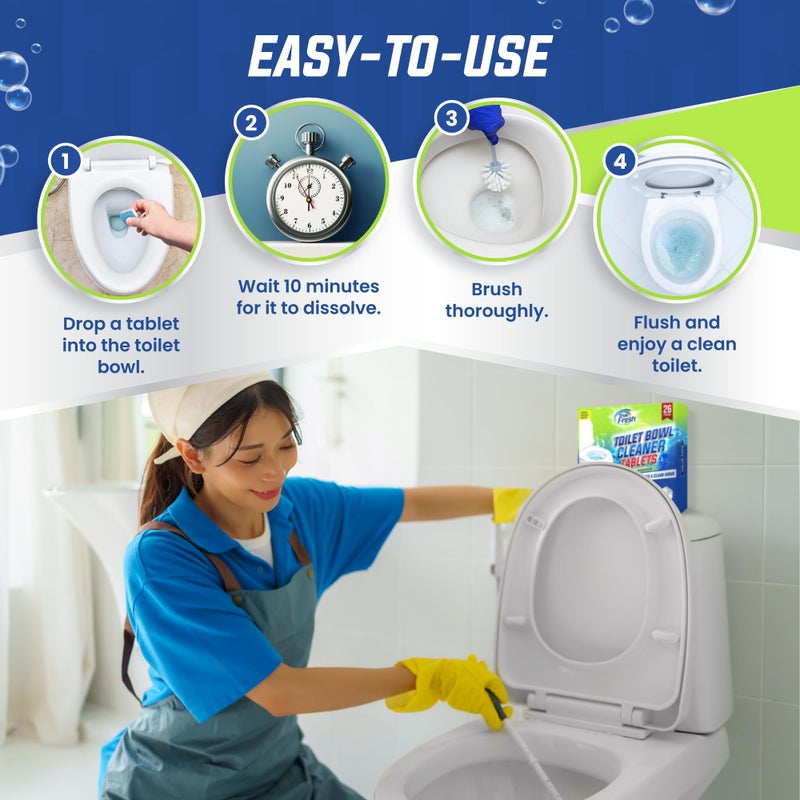 True Fresh Toilet Bowl Cleaner Tablets 26 Pack - Deodorizer & Septic Safe - Deep Cleaning, Odor Eliminator, Stain Remover for Long-Lasting Freshness - Fresh Ocean Scent - Image 3