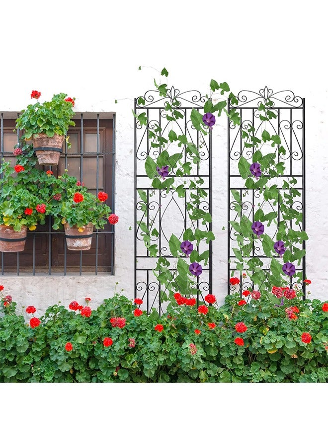 Generic Metal Garden Trellis Panels 2 Pack Decorative Garden Fence Border for Climbing Plants 182cm x 50cm Rustproof Iron Plant Trellis Potted Support  - Image 2