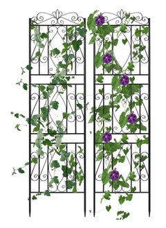 Generic Metal Garden Trellis Panels 2 Pack Decorative Garden Fence Border for Climbing Plants 182cm x 50cm Rustproof Iron Plant Trellis Potted Support  - Image 1