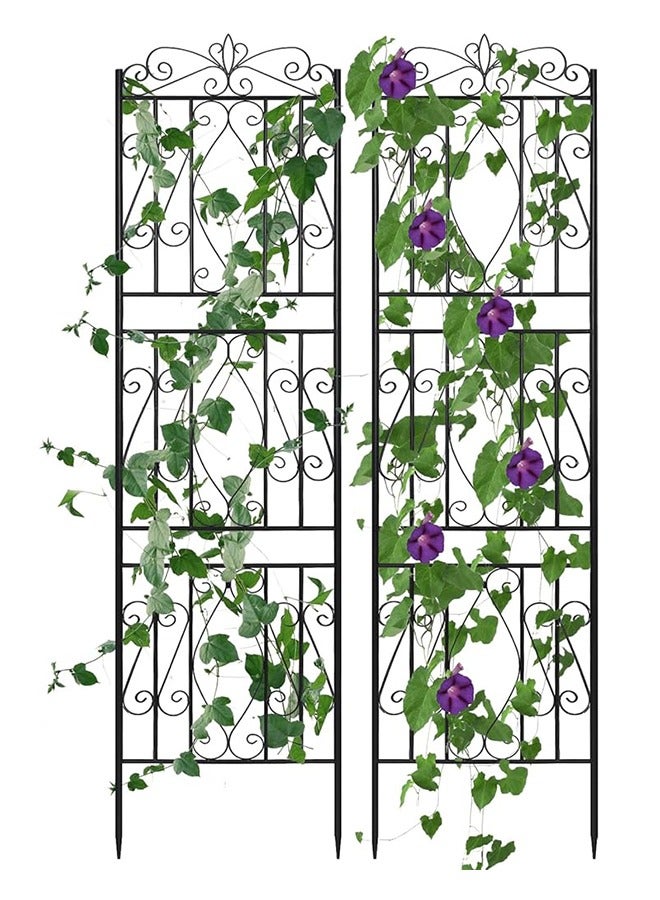 Generic Metal Garden Trellis Panels 2 Pack Decorative Garden Fence Border for Climbing Plants 182cm x 50cm Rustproof Iron Plant Trellis Potted Support  - Image 1