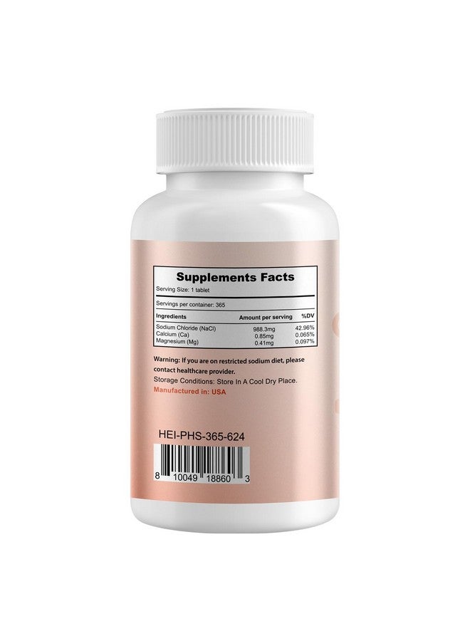 Heivy Pink Himalayan Salt Tablets 1000mg - Sodium Chloride 988mg, Non-GMO, Mineral-Rich Electrolyte Balance and Hydration, 365 Salt Tablets-Eectrolyte Supplement - Image 2