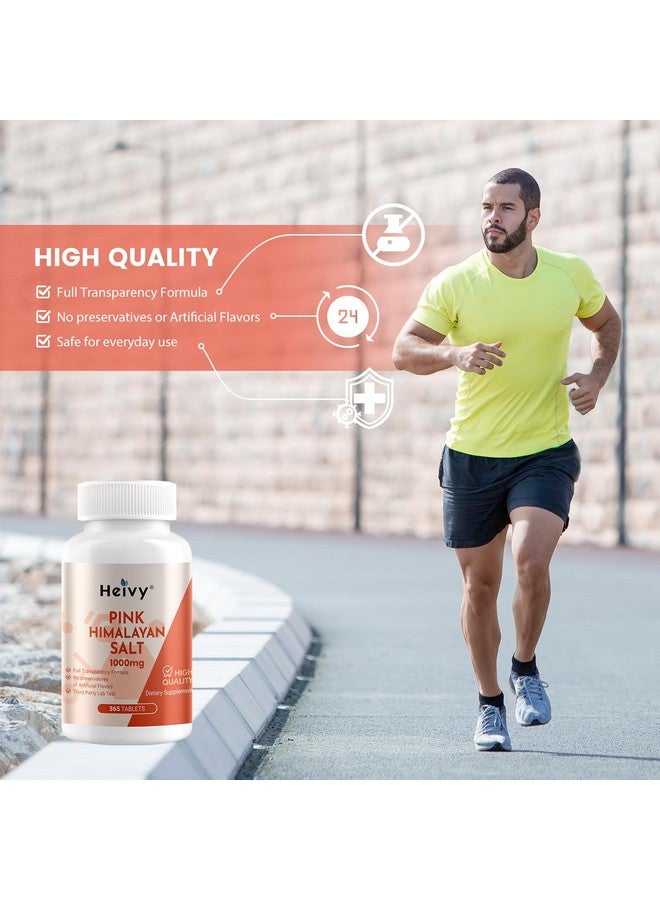 Heivy Pink Himalayan Salt Tablets 1000mg - Sodium Chloride 988mg, Non-GMO, Mineral-Rich Electrolyte Balance and Hydration, 365 Salt Tablets-Eectrolyte Supplement - Image 5
