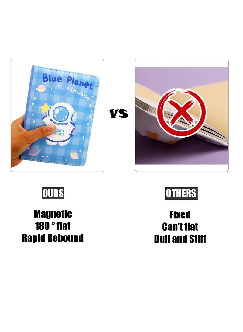 SYOSI دفتر يوميات لطيف من SYOSI، غلاف جلدي من البولي يوريثان، دفتر يوميات Kawaii مع قلم حبر جاف وإسفنجة ضغط مغناطيسية للأطفال من سن 6 سنوات فما فوق - Image 4