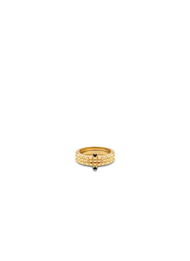 POLICE Ulua Gold Plated Ring with Hematite Crystal for Women's 54MM