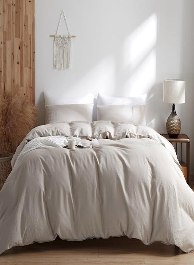 TUMEI King Size 100% Linen Pillowcase Set of 2 (90x50cm) - Washed Natural Linen, Solid Color, Natural Linen, Soft and Breathable, King - Image 4