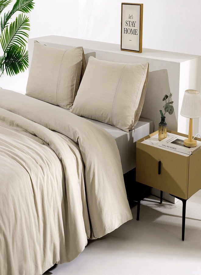 TUMEI King Size 100% Linen Pillowcase Set of 2 (90x50cm) - Washed Natural Linen, Solid Color, Natural Linen, Soft and Breathable, King - Image 2