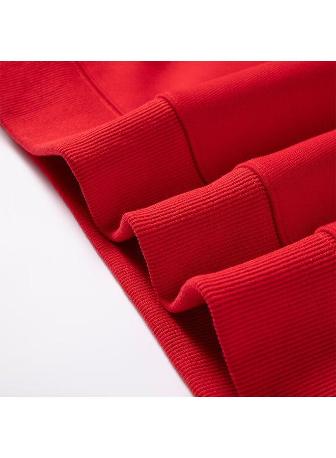 Glm Men's Crewneck Sweatshirt Autumn Winter Fleece Thickened New Year Red Festive Dragon Year Jacket - Image 4
