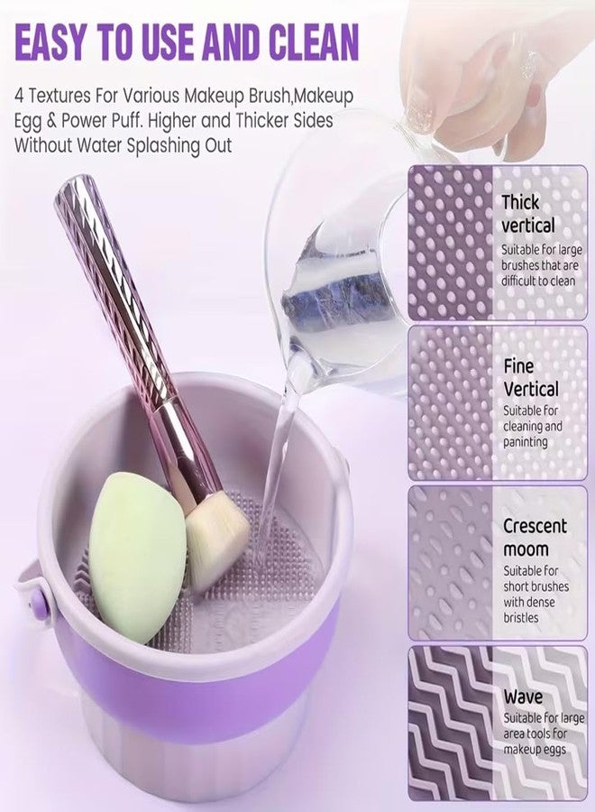 Evona 3 in 1 Makeup Brush Cleaning Bucket with Washing and Drying, Silicone Cosmetic Brush Cleaner Mat, Washing Tool for Brush, Sponge, Powder Puff Cleaning Tray - Image 2