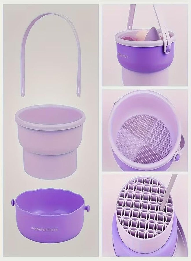 Evona 3 in 1 Makeup Brush Cleaning Bucket with Washing and Drying, Silicone Cosmetic Brush Cleaner Mat, Washing Tool for Brush, Sponge, Powder Puff Cleaning Tray - Image 5