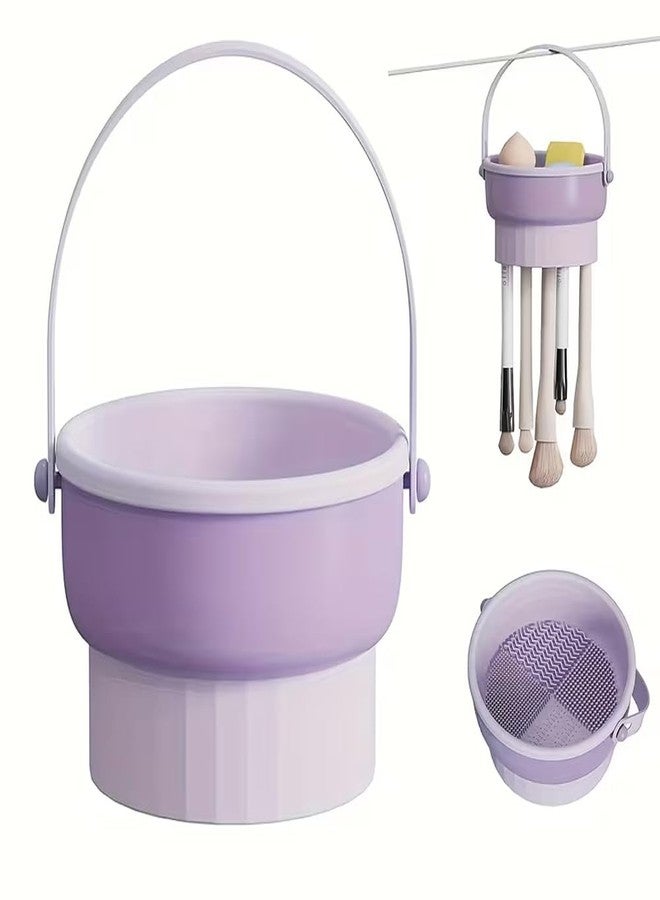 Evona 3 in 1 Makeup Brush Cleaning Bucket with Washing and Drying, Silicone Cosmetic Brush Cleaner Mat, Washing Tool for Brush, Sponge, Powder Puff Cleaning Tray - Image 1