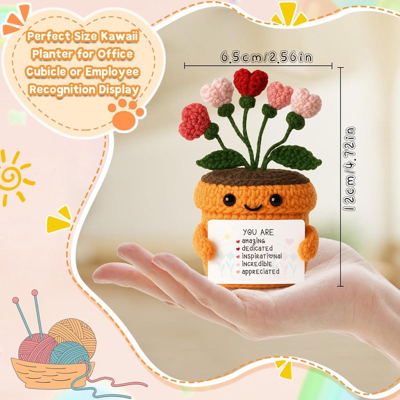 MAMAGIFTREE نبات الزهور المحبوك الإيجابي - هدايا تقدير لعيد الحب، يوم الصديقات، لها، المراهقات، الابنة، الحفيدة، النساء، المعلمة، الممرضة - حشوات سلة ملهمة لأعياد الميلاد، الفصح، التخرج - Image 2