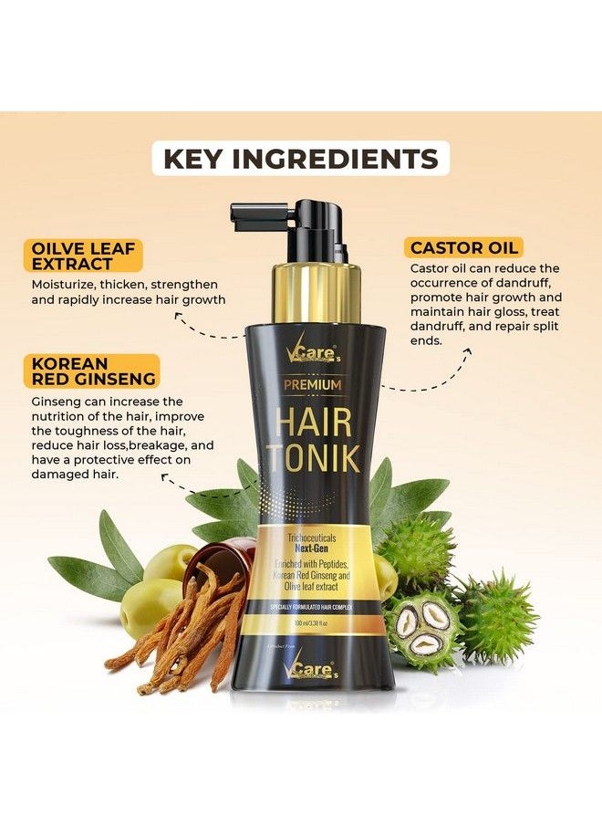 VCare Hair Growth Tonic For Women With Castor Oil And Olive Leaf Extractbest Scalp Vitalizer Serum For All Hair Type Control Hair Fall & Strengthens Hair 100Ml (Pack Of 1)  - Image 3