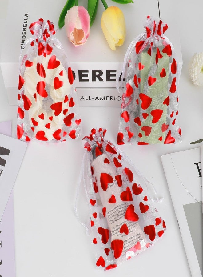 Tapleap Valentines Goodie Bags for Kids Classroom, Small Organza Mesh Drawstring Bags for Packaging Candy, For Wedding, Birthday, Bridal Showers, 50Pcs 4x6in(10x15cm) - Image 2