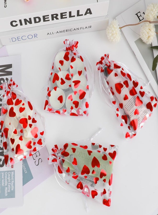 Tapleap Valentines Goodie Bags for Kids Classroom, Small Organza Mesh Drawstring Bags for Packaging Candy, For Wedding, Birthday, Bridal Showers, 50Pcs 4x6in(10x15cm) - Image 3