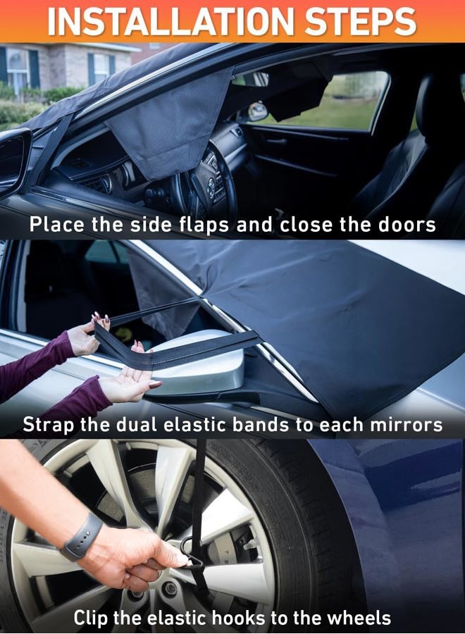 EcoNour Car Snow Cover Compatible for Audi A3 | Windshield Cover for Ice and Snow with S-Hook Straps | Heavy-Duty 600D Oxford Winter Car Cover, Waterproof & Anti-Slip - Image 4