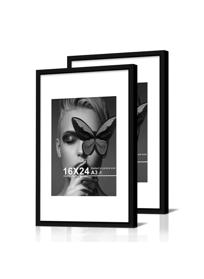 شارع الفن إطار صور حائط كبير الحجم من Art Street Synthetic Document، مجموعة من إطارين كبيرين للأعمال الفنية على الحائط والشهادات والصور والديكور المنزلي (16 × 24 بوصة، مبطن إلى: 12 × 16 بوصة - A3، أسود) - Image 1