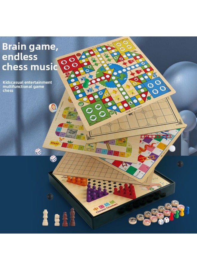 null - Flying Chess Gobang Checkers Chess Multi-functional Chessboard Combination Children's Interactive Board Game Educational Battle Toys-Specifications:Plastic Five-in-one (jump + Five + Fly + Cat + Snake) - Image 1