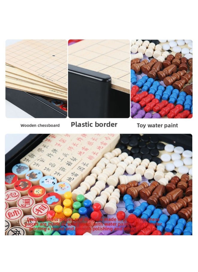 null - Flying Chess Gobang Checkers Chess Multi-functional Chessboard Combination Children's Interactive Board Game Educational Battle Toys-Specifications:Plastic Five-in-one (jump + Five + Fly + Cat + Snake) - Image 1
