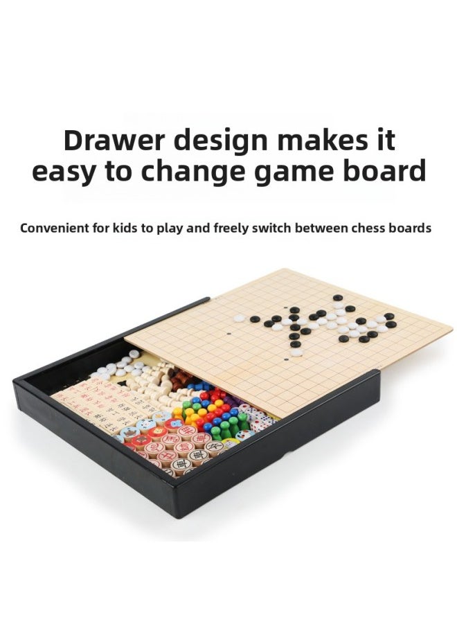 null - Flying Chess Gobang Checkers Chess Multi-functional Chessboard Combination Children's Interactive Board Game Educational Battle Toys-Specifications:Plastic Five-in-one (jump + Five + Fly + Cat + Snake) - Image 1