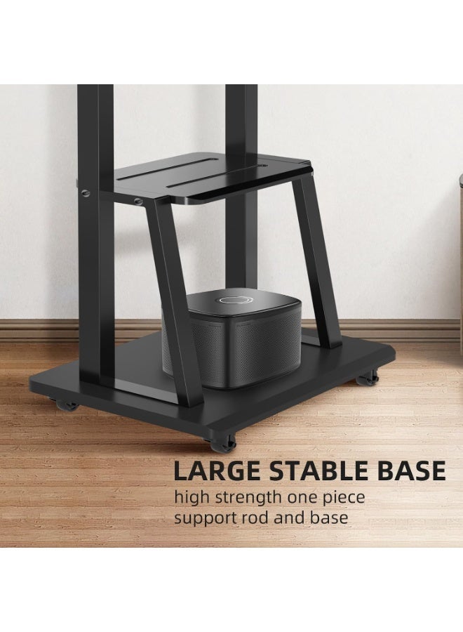 FlashHawk Mobile TV Cart for 60-100 inch LCD LED 4K Flat Curved TVs, 60 65 70 75 80 85 90 95 100inch, Heavy Duty Rolling TV Stand with Wheels, Max VESA 600x400 mm up to 220 lbs, Movable Floor Mount Stand with Shelf - Image 4
